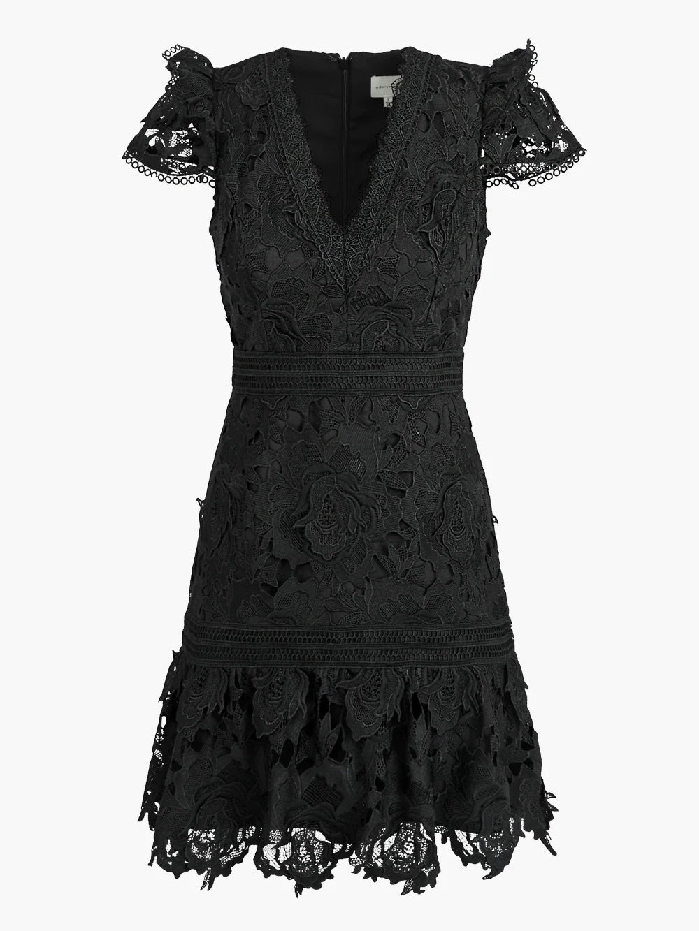 Adelyn Rae Sunny Lace Black Lace V-Neck Fit & Flare Mini Dress